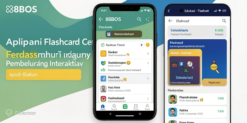 Antarmuka menarik dari aplikasi Flashcard 88BOS.