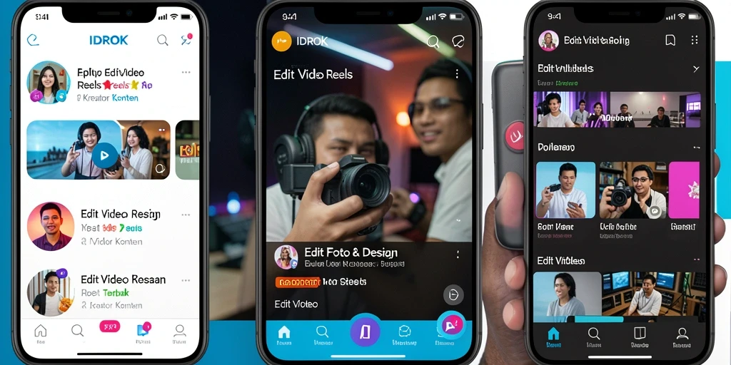 Antarmuka modern dan fitur efektif dari aplikasi IDROK untuk Edit Video Reels.