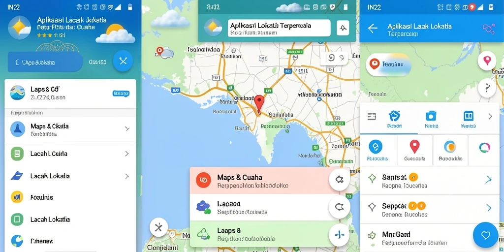 Antarmuka aplikasi Lacak Lokasi IN22 dengan informasi cuaca terkini.
