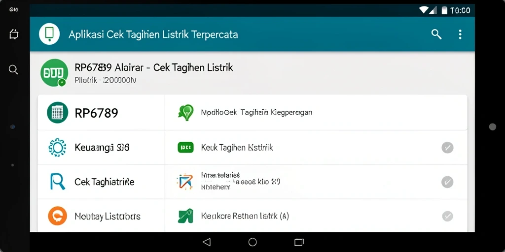 Tampilan antarmuka aplikasi RP6789 untuk cek tagihan listrik.