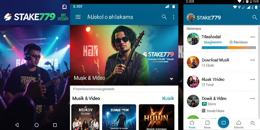 Antarmuka STAKE779 yang sederhana dan fungsional untuk Download Musik.