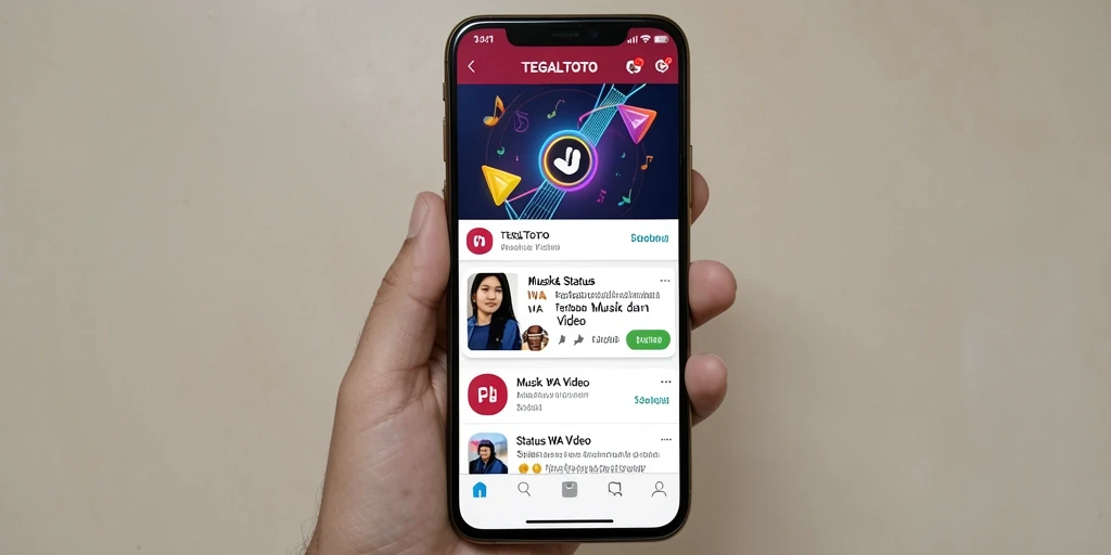 Tampilan antarmuka TEGALTOTO yang memudahkan pengguna dalam membuat Status WA Video.
