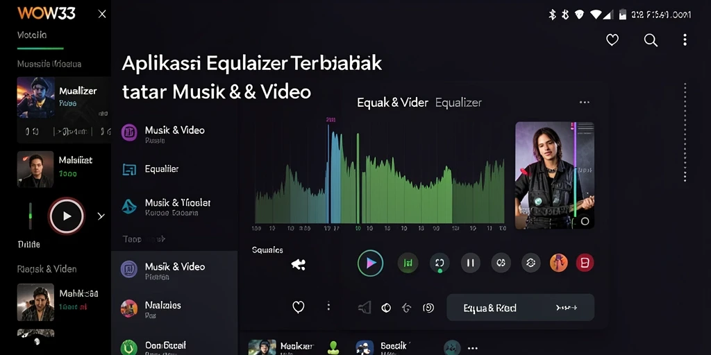 Antarmuka WOW33 dengan kontrol Equalizer yang mudah digunakan.